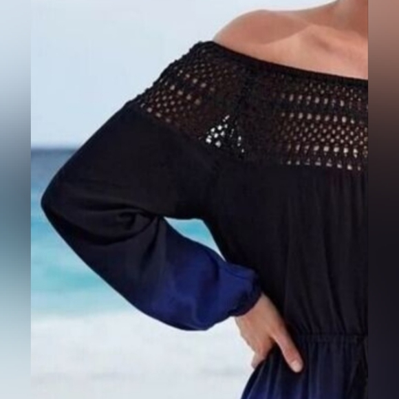 Victoria's Secret, Black/Blue Ombre, Off Shoulder, Cover-up/Romper, Size Small - Picture 8 of 10
